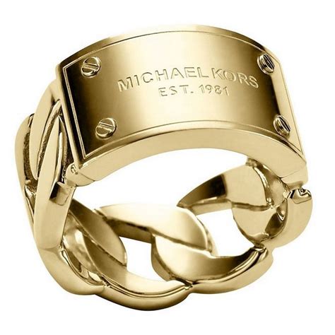 michael kors curb chain logo plaque ring|Michael Kors Mkj3736 Gold Tone Curb Chain Mk Logo Plaque .